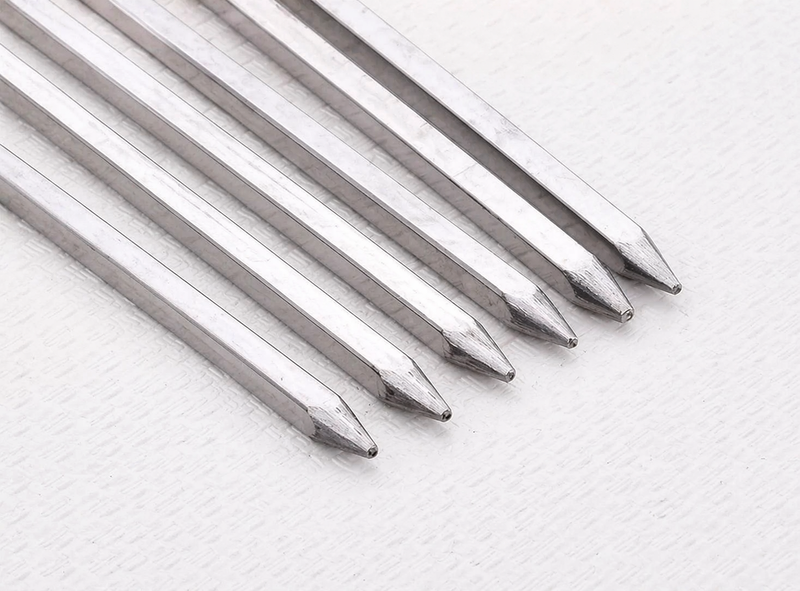 24" Square Kebab Skewer 8mm Stainless Steel - Pack of 6 (7418)