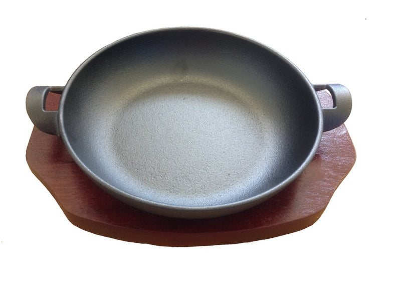 16cm Cast Iron Balti With Wood Base (7612)