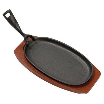 24cm Oval Sizzle Platter With Wood Base (7601)