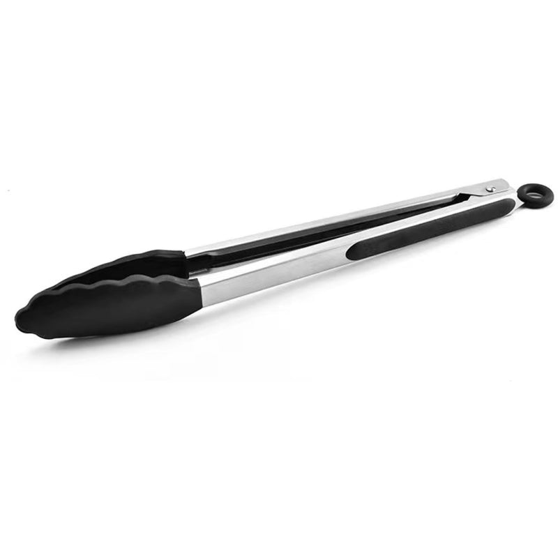 9" Silicone Tongs Black (7838)