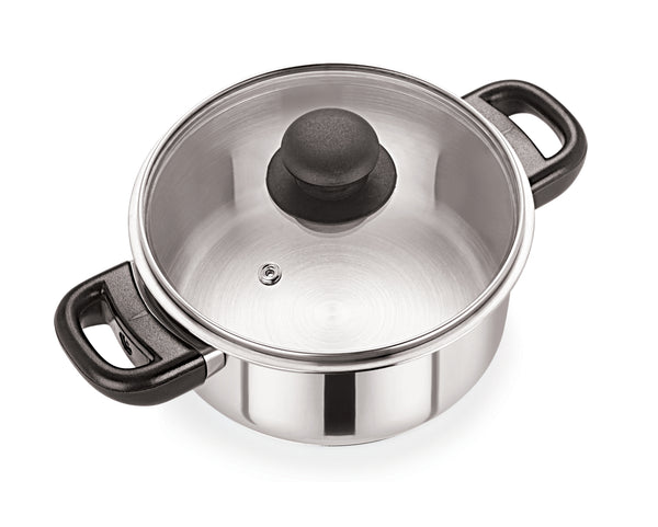 20cm Stainless Steel Casserole With Glass Lid (5104)