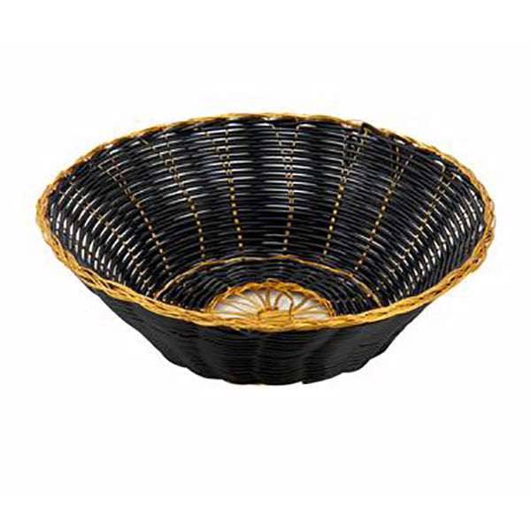 Round Basket Black with Gold Trim (7908)