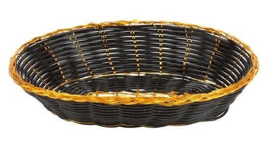 Oval Basket Black with Gold Trim (7907)